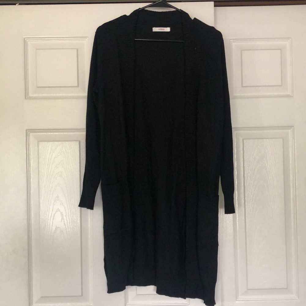Long Black Cardigan with Pockets
